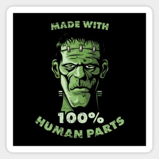 Made with 100% Human Parts Frankenstein Halloween Magnet